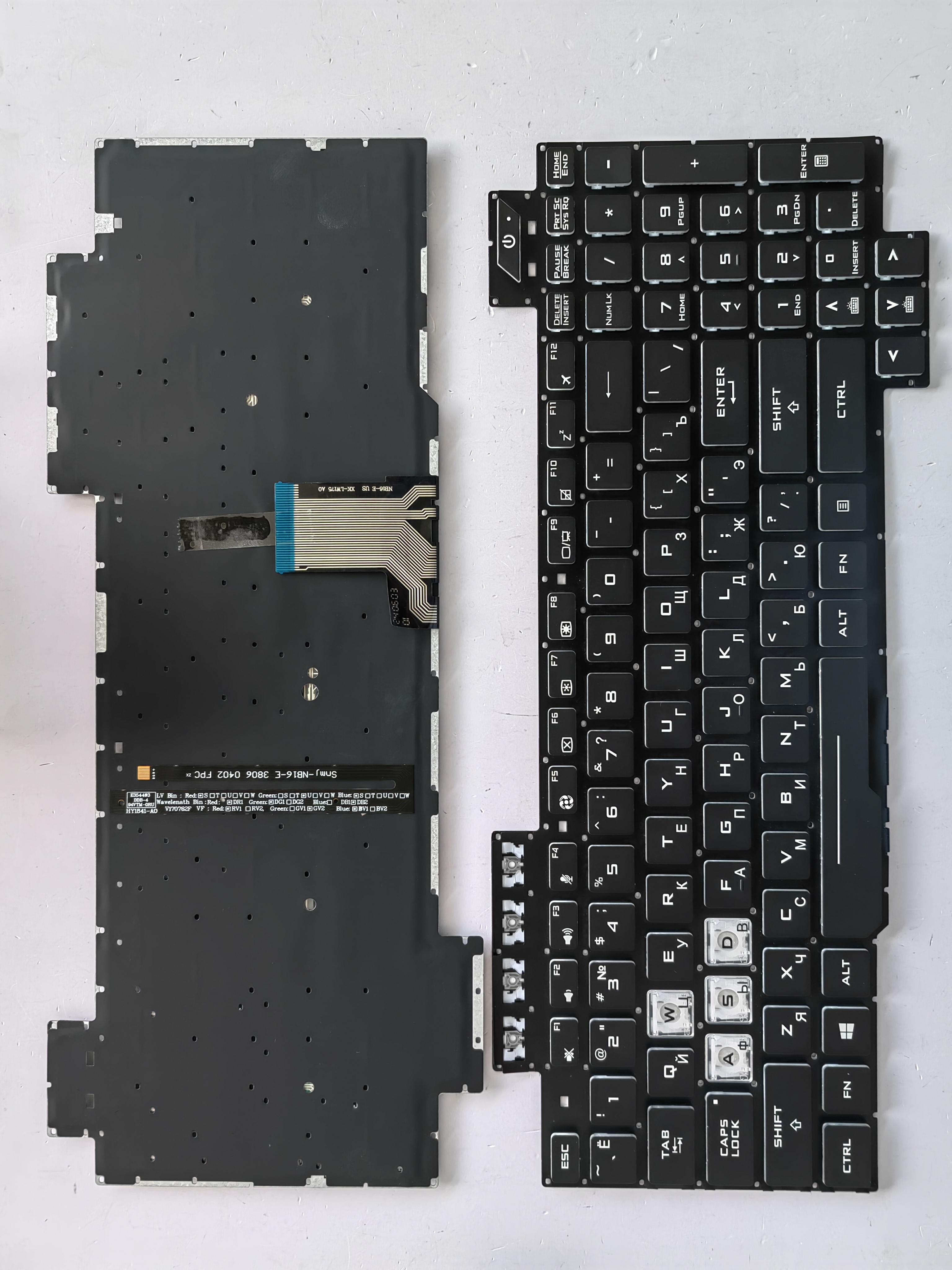 Picture of New Replacement Laptop Keyboard For ASUS FX505/FX504/FX705/FX80 colorful backlight BLACK Backlit,White Side (OEM) RU Layout
